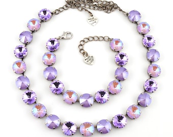 Crystal Jewelry, Necklace or Bracelet "Periwinkle" | Purple Crystal Jewelry | 12mm Austrian Crystal Jewelry Gift For Women