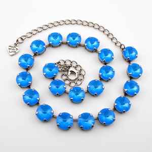 Crystal Jewelry, Necklace or Bracelet &quot;Electric Blue&quot; | Neon Blue Crystal Jewelry | 12mm Austrian Crystal Jewelry Handmade Gift For Women