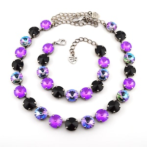 Crystal Jewelry, Necklace or Bracelet &quot;High Voltage Violet&quot; | Neon Crystal Jewelry | 12mm Austrian Crystal Jewelry Handmade Gift For Women