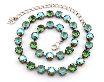 Crystal Jewelry, Necklace or Bracelet "Spring Bud" | Green Crystal Jewelry | 8mm Austrian Crystal Jewelry Handmade Gifts For Women