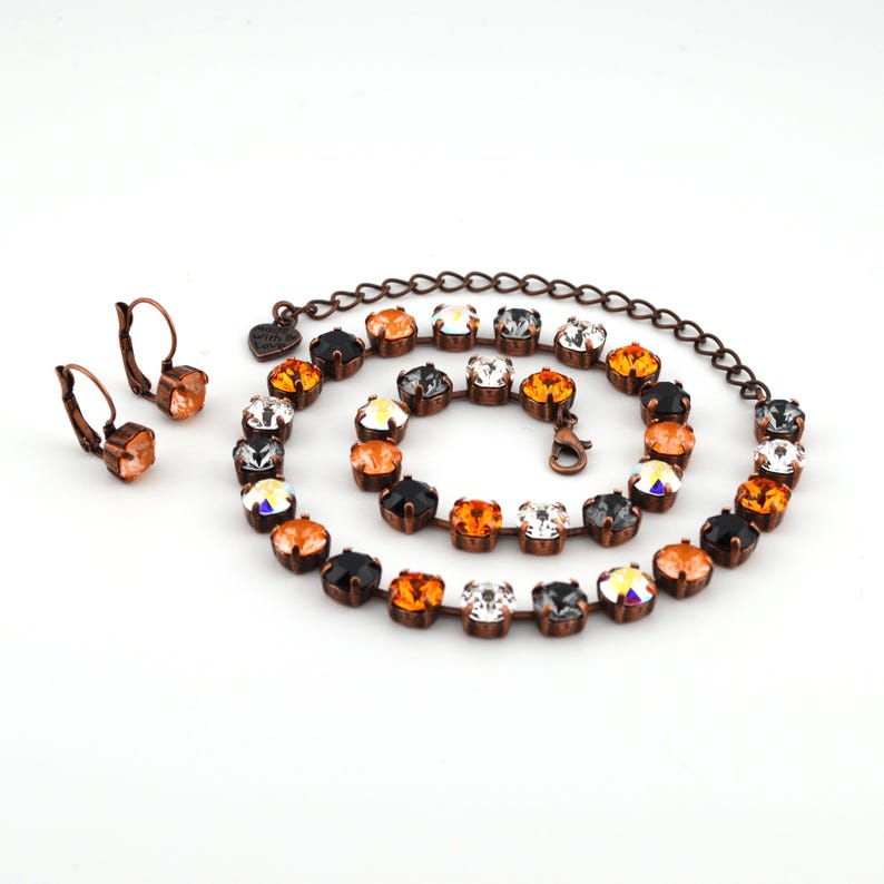 Autumn Themed Crystal Jewelry, Necklace or Bracelet oh My Gourd Orange