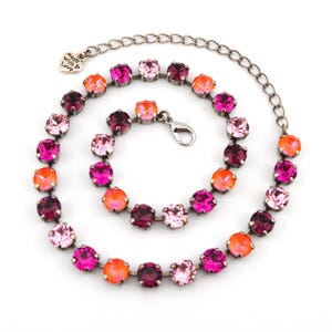 Crystal Jewelry, Necklace or Bracelet &quot;Wildflower&quot; | Orange & Purple Crystal Jewelry | 8mm Austrian Crystal Jewelry Handmade Gift For Women