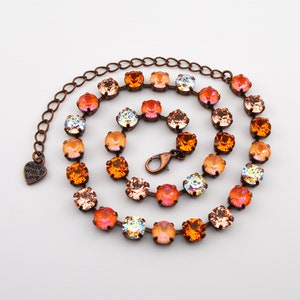 Orange Glow Crystal Jewelry Necklace, Bracelet, Earrings, or Set, Austrian Crystal, Sarah&#39;s Crystal Creations, Choose Your Finish