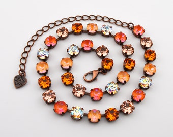 Orange Glow Crystal Jewelry Necklace, Bracelet, Earrings, or Set, Austrian Crystal, Sarah&#39;s Crystal Creations, Choose Your Finish