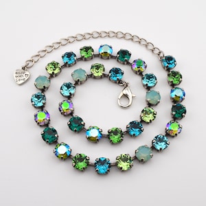 Crystal Jewelry, Necklace or Bracelet &quot;Sea Foam&quot; | Blue and Green Crystal Jewelry | 8mm Austrian Crystal Jewelry Handmade Gifts For Women