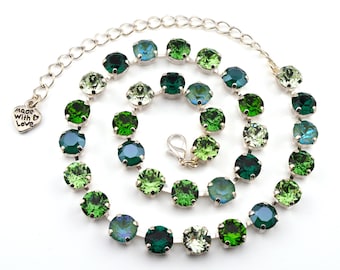 Crystal Jewelry, Necklace or Bracelet "Green Envy" | Green Crystal Jewelry | 8mm Austrian Crystal | Sarah's Crystal Creations Gift For Women