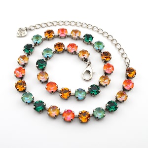 Crystal Jewelry, Necklace or Bracelet &quot;Chameleon&quot; | Green and Orange Crystal Jewelry | 8mm Austrian Crystal Jewelry Handmade For Women