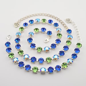 Sapphire Birthstone Crystal Jewelry, Necklace or Bracelet &quot;Sapphire Soiree&quot; | Blue Crystal Jewelry | 8mm Austrian Crystal Jewelry For Women
