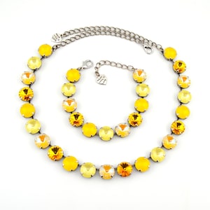 Crystal Jewelry, Necklace or Bracelet &quot;Limoncello&quot; | Yellow Crystal Jewelry | 12mm Austrian Crystal Jewelry | Handmade Gift For Women