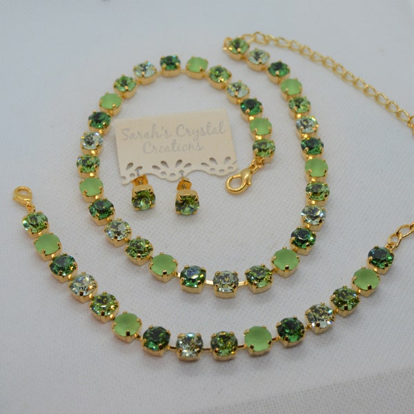 Pretty In Peridot Genuine Austrian Crystal Necklace, Bracelet or Earrings