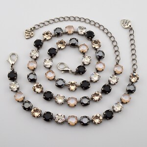 Crystal Jewelry, Necklace or Bracelet &quot;Black Cream&quot; | Neutral Crystal Jewelry | 8mm Austrian Crystal Jewelry Handmade Gift For Weddings