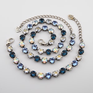 Crystal Jewelry, Necklace or Bracelet &quot;Denim Blues&quot; | Blue Crystal Jewelry | 8mm Austrian Crystal Jewelry Handmade Gifts For Women