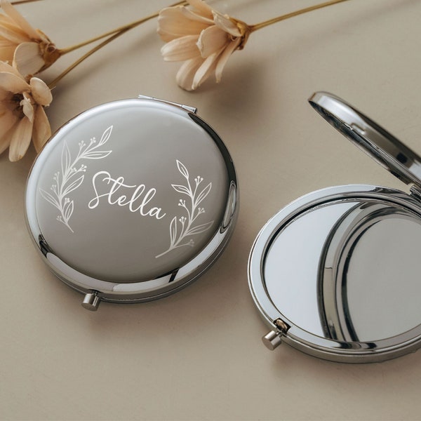 Engraved Compact Mirror | Custom Pocket Mirror | Birthday Gifts for Her | Unique Gifts for Best Friend | Bridesmaid Gifts under 10