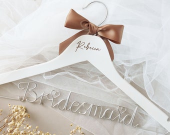 Personalized Bridesmaid Hangers | Bridesmaid Proposal | Custom Hangers for Wedding Dress | Custom Wooden Wedding Hangers | Wedding Gifts