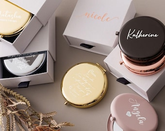Engraved Compact Mirror, Custom Pocket Mirror, Birthday Gifts for Her, Gifts for Best Friend, Bridesmaid Gift