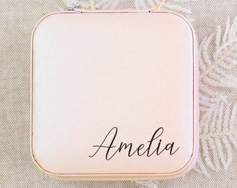 Personalized Jewelry Box | Bridesmaid Proposal | Travel Jewelry Case | Custom Name Gifts for Her | Maid of Honor Gifts | Bridal Party Gifts