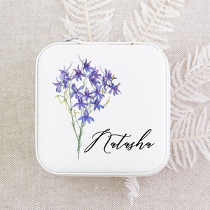 Birth Flower Jewelry Box, Personalized Bridesmaid Gifts Proposal, Travel Jewelry Case, Bridal Shower Gift, Birthday Gift for Her