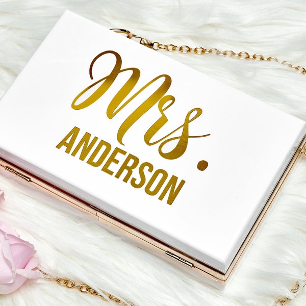 Custom Bride Purse | Bridesmaid Gifts | Personalized Acrylic Clutch | Bridesmaid Proposal | Bridal Shower Gifts | Wedding Purse