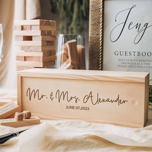 Personalized Wedding Jumbling Tower | Wedding Guest Book | Custom Alternative Guestbook | Wedding Party Games | 5th Anniversary Gifts