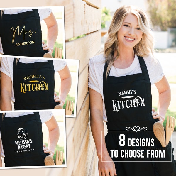 Personalized Chef Apron Mothers Day Gift | Custom Kitchen Apron Custom Work Apron Aprons For Women | Gifts for Mom Grandma
