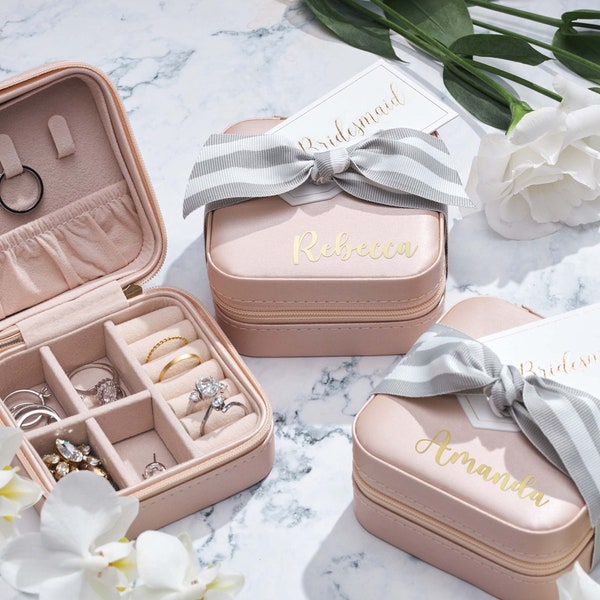 Personalized Jewelry Box | Bridesmaid Proposal | Custom Jewelry Box | Wedding Gifts | Travel Jewelry Case| Maid of Honor Gifts