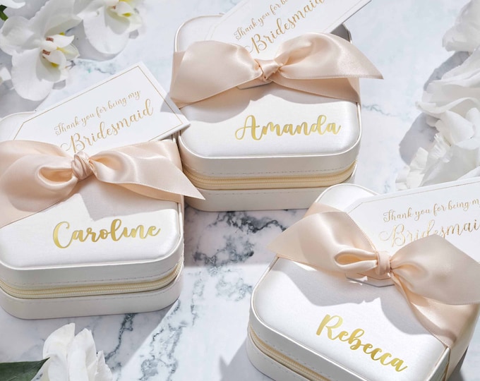 Personalized Jewelry Box | Bridesmaid Proposal | Bridal Party Gifts | Travel Jewelry Case | Bridesmaid Gifts | Custom Gifts for Women