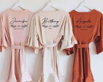 Custom Ruffle Bridesmaid Robes | Bridal Party Floral Robes | Bridesmaid Gifts | Birth Flower Robes | Bridal Shower | Wedding Robes