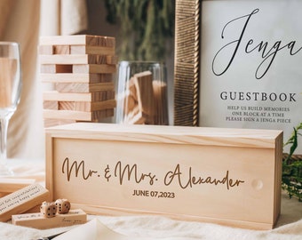 Personalized Wedding Jumbling Tower | Wedding Guest Book | Custom Alternative Guestbook | Wedding Party Games | 5th Anniversary Gifts