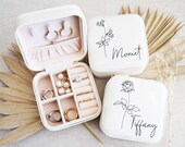 Bridesmaid Jewelry Box Bridesmaid Proposal Personalized Travel Jewelry Case Bridesmaid Gifts Wedding Gifts Birth Flower Gift for Her