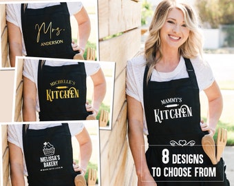 Personalized Apron with Ruffle For Women | Housewarming Gifts | Hostess Gifts | Gifts for Mom | Baking Gifts | Chef Apron | Cooking Gifts