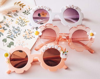 Personalized Name Sunglasses | Toddler Baby Girl Christmas Gift | Unicorn Rainbow Floral Sunglasses | Flower Girl Proposal | Birthday Gift