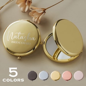 Espejo compacto personalizado, regalo para ella, propuesta de dama de honor, espejo de bolsillo, regalos para damas de honor, espejo grabado, regalo para el Día de la Madre.