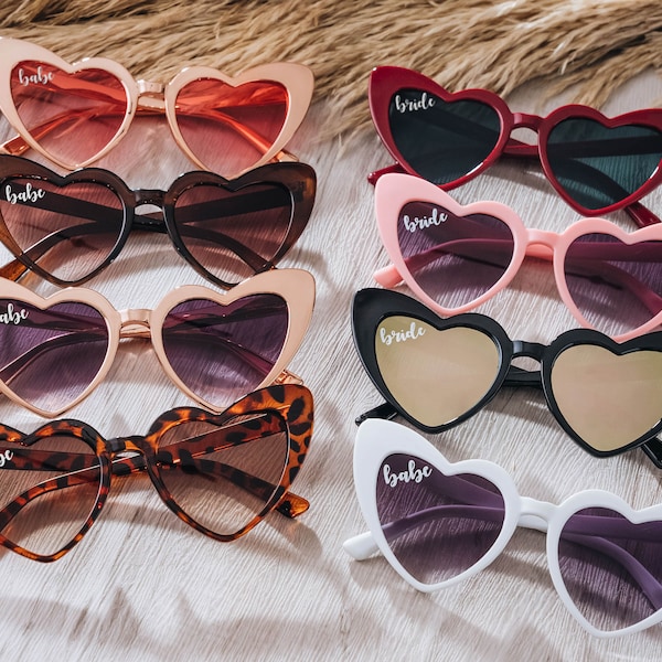 Bachelorette Party Favors | Heart Sunglasses Babe & Bride | Bridal Shower Favors | Bridesmaid Gifts | Maid of Honor Gifts | Wedding Gifts