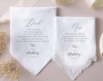 Custom Handkerchief Wedding, Father of Bride Groom Gift, Personalized Handkerchief, Mother of Bride Groom Gift , Wedding Accessories