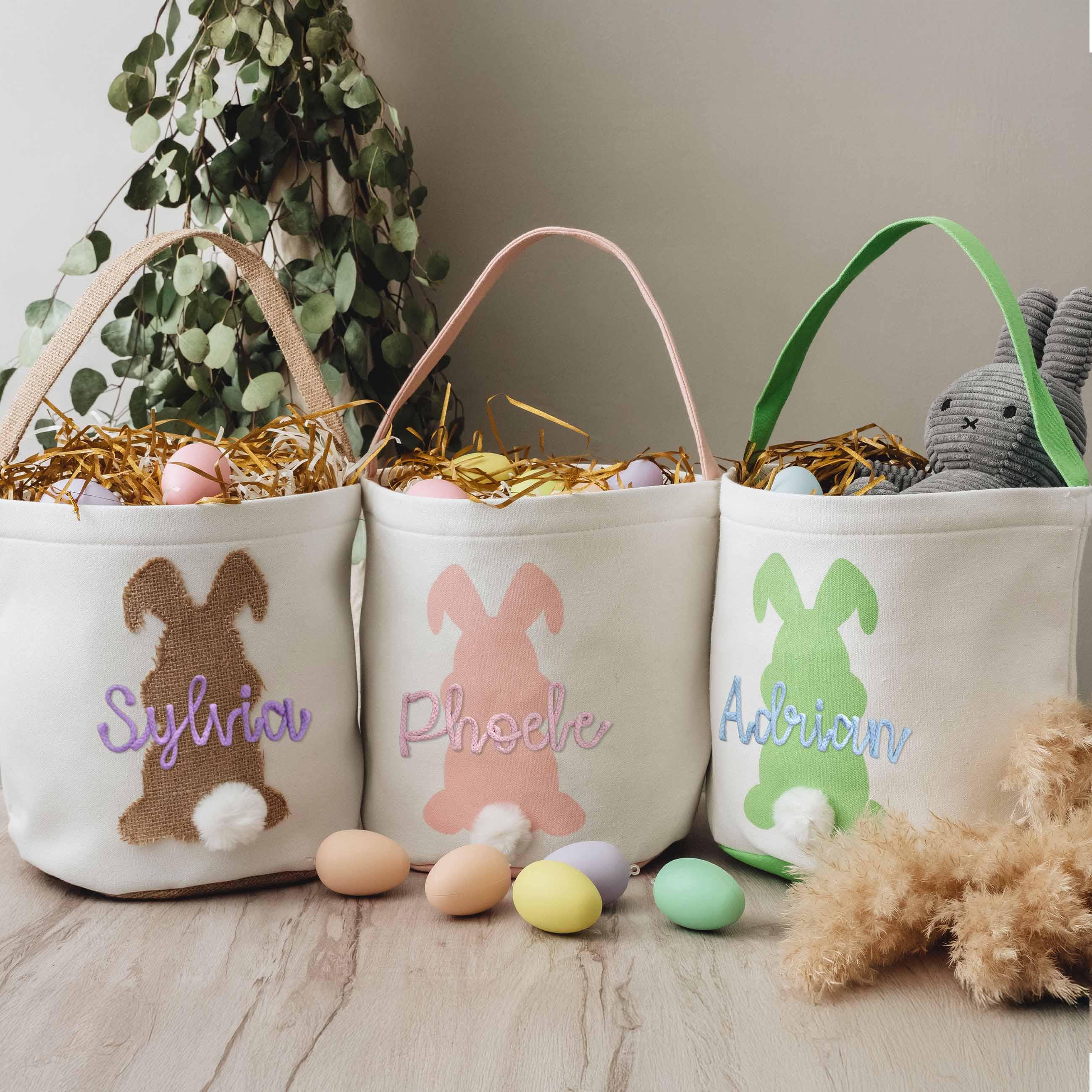 Cestino Pasquale In Corda Di Cotone - Con Peluche E Cartellino Nome, Per Caccia Uova Di Pasqua Bambini - Foto 9