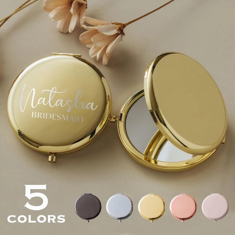 Engraved Compact Mirror, Pocket Mirrors, Gift for Her: Bridesmaids, Girlfriend, Wife, Mom, Best Friends, Daughter immagine 3