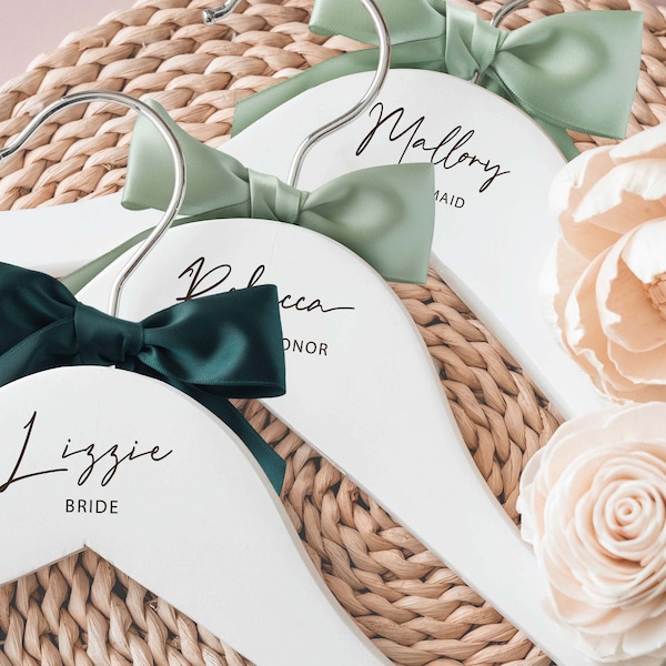 Personalized Bride Hangers for Wedding Dress | Custom Name Engraved Wooden Hanger Flower Girl | Bridesmaid, Maid of Honor Gifts