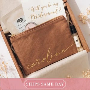 Monogrammed Cotton Canvas Toiletry Bag: Gold Writing Cosmetic Organizer