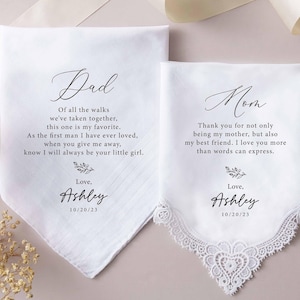 Father, Mother of Bride Handkerchief, Personalized Wedding Handkerchief, Gift for Father of Bride, Father of the Groom Gift image 5