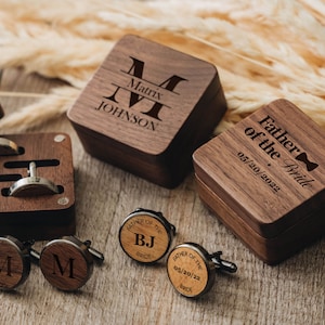 Father of the Bride Groom Gift | Custom Wooden Cufflinks | Personalized Gifts for Dad from Daughter | Groomsmen Gifts | Gifts for Men