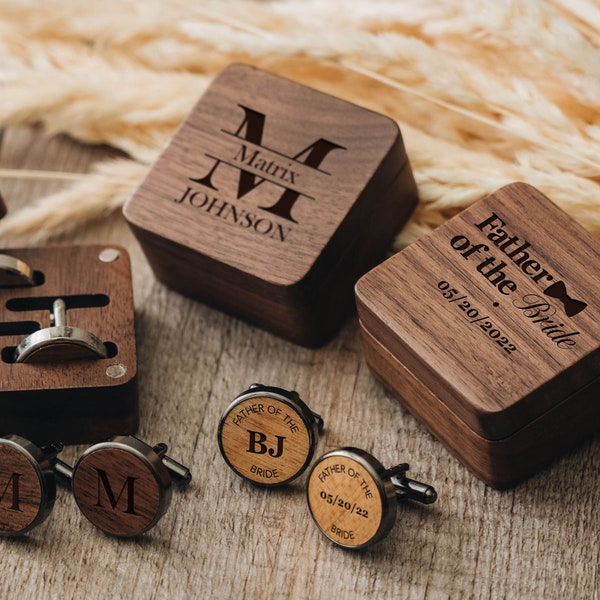 Father of the Bride Groom Gift | Custom Wooden Cufflinks | Personalized Gifts for Dad from Daughter | Groomsmen Gifts | Gifts for Men