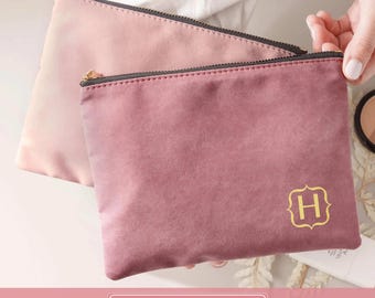 Monogrammed Cotton Canvas Toiletry Bag: Gold Writing Cosmetic Organizer