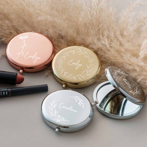 Custom Compact Mirror Bridesmaid Proposal Gifts Best Friend Birthday Gifts Personalized Gifts for Women Pocket Mirror Gift for Mom 画像 5