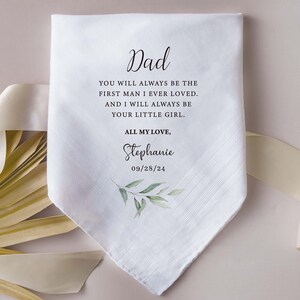 Father, Mother of Bride Handkerchief, Personalized Wedding Handkerchief, Gift for Father of Bride, Father of the Groom Gift image 9