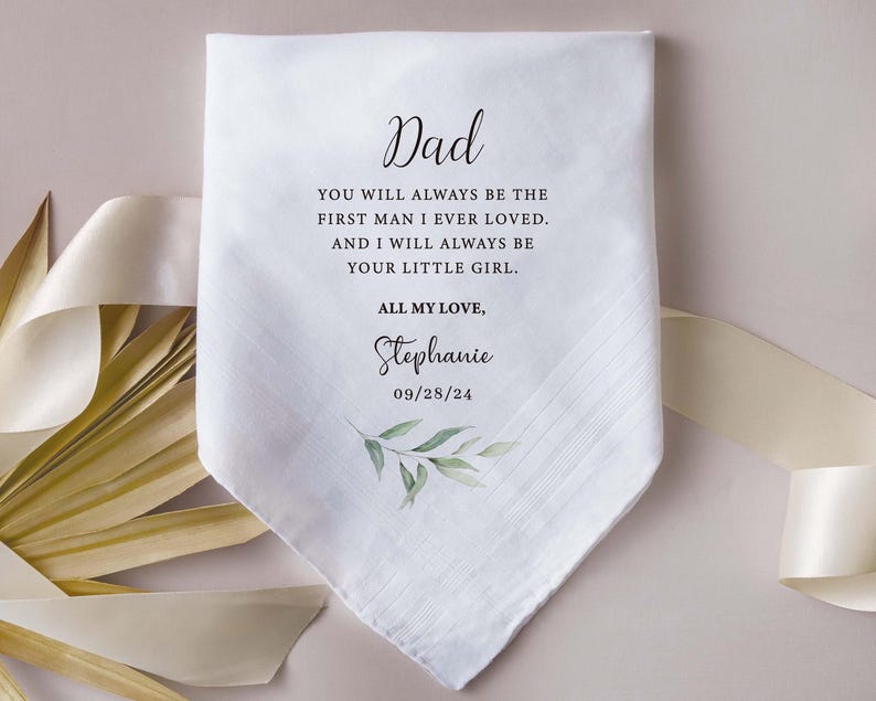 Father, Mother of Bride Handkerchief, Personalized Wedding Handkerchief, Gift for Father of Bride, Father of the Groom Gift image 9
