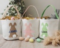 Personalized Easter Basket | Bunny Baskets for Kids | Embroidered Easter Basket | Easter Bunny Tail Bag | Boys Girls Easter Gifts Hollday