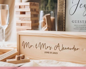 Personalized Guest Book Alternative, Jumbling Tower Wedding Table Decor, Party Games, Wedding Gift