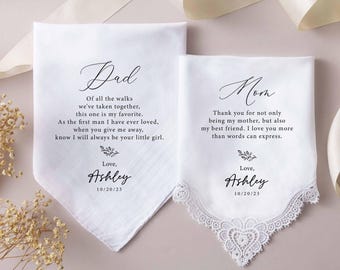 Custom Handkerchief Wedding, Father of Bride Groom Gift, Personalized Handkerchief, Mother of Bride Groom Gift , Wedding Accessories