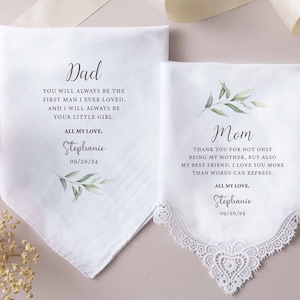 Custom Wedding Handkerchief Mothers Day Gifts Personalized Handkerchief Wedding Day Gift Father of Bride Groom Gift Handkerchief Men image 4