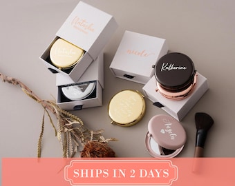 Gegraveerd compact spiegeltje, gepersonaliseerd zakspiegeltje, verjaardagscadeau voor haar, cadeau voor beste vriendin, cadeau voor bruidsmeisje
